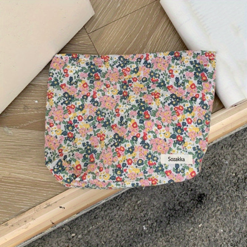 Floral Makeup Bag Large Capacity Travel Toiletry Bag Waterproof