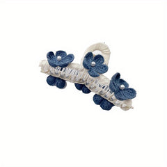 Knitted Flower Decor Hair Claw Ponytail Holder