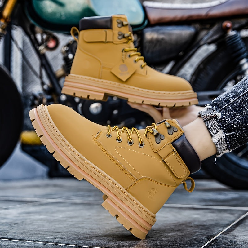 Men's Round Toe Lace up Boots for Winter