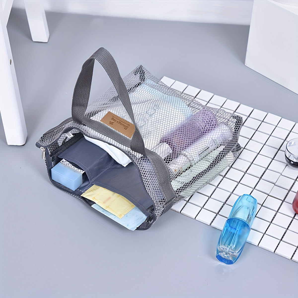 Travel Large Cosmetic Bag Makeup Mesh Toiletry Bag Portable Pouch Case