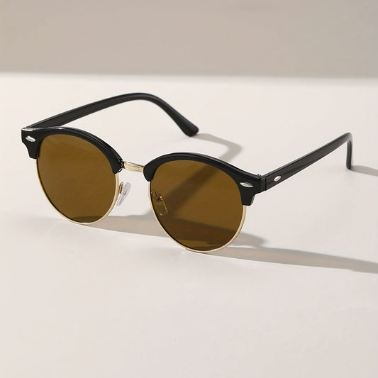 Round Frame Sunglasses Vintage Rivet Decor Glasses UV400