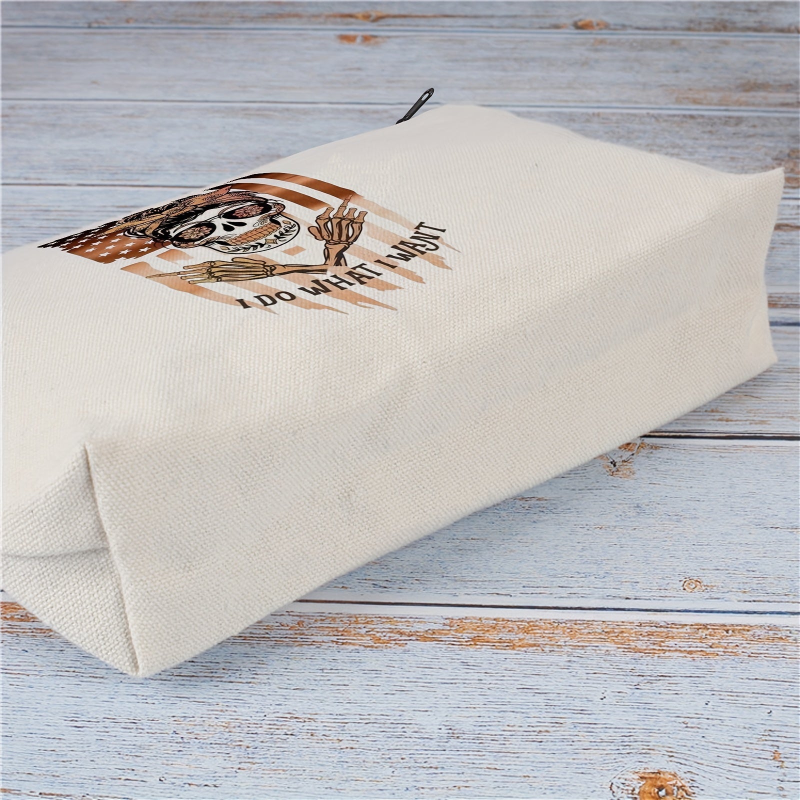 Halloween Makeup Bag Skull & Flag Pattern Travel Pouch Toiletry Bag