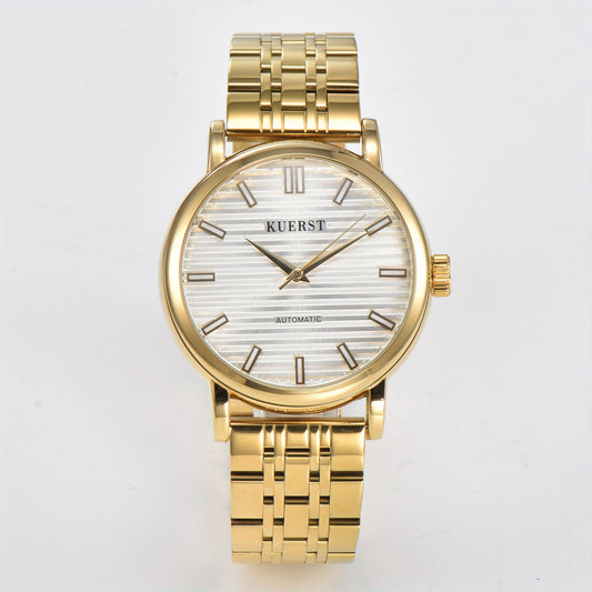 KUERST Men's Steel Belt Automatic Mechanical Watch Night Light Classic Watches