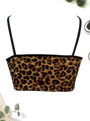 Leopard Print Crop Cami Top Y2K Summer Sleeveless Top Women's Clothing