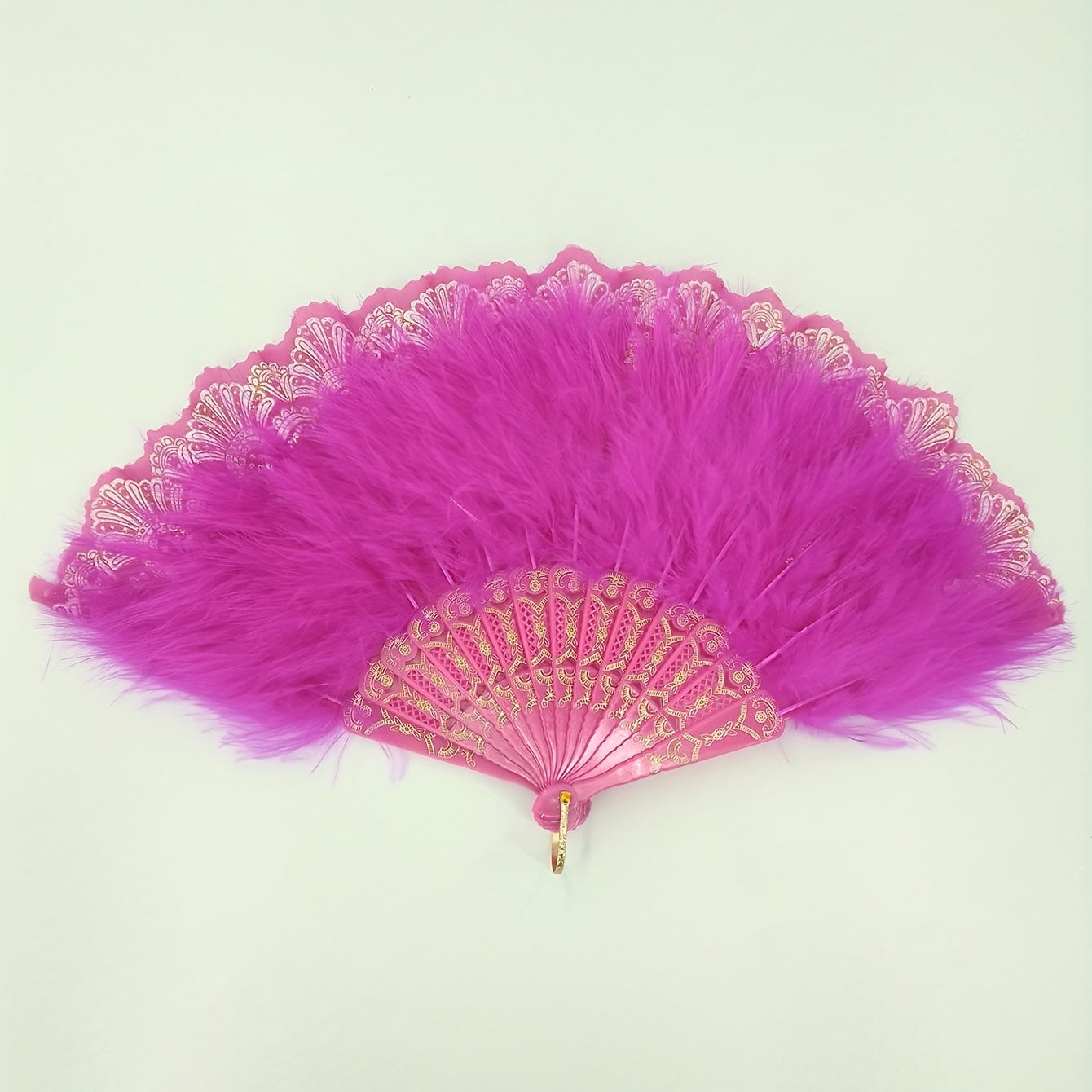 Pink Plush Folding Fan Dance Performance Photography Props