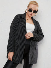  Stripe Print Long Sleeve Blazer