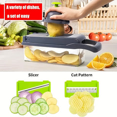 16pcs Veggie Chopper With Container 16 In 1 Adjustable Slicer blade