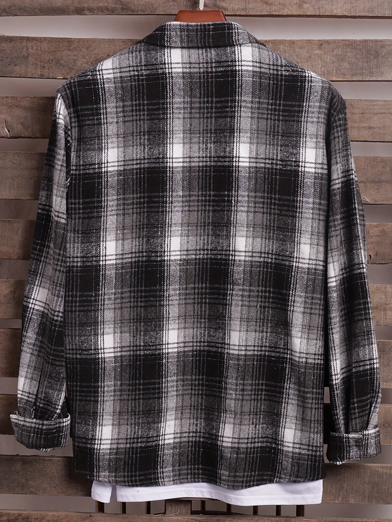 Men's Plaid Long Sleeve Shirt for Spring Autumn