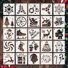 25pcs Christmas Stencils DIY Art Crafts Drawing Template for Painting