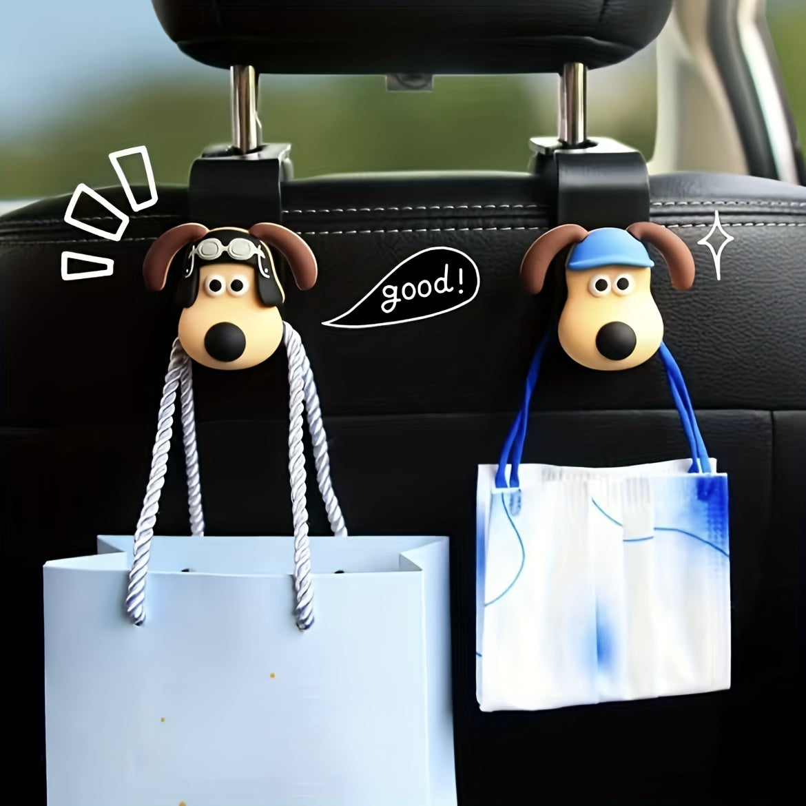 2pcs Cartoon Dog Car Hook Creative Multifunctional Decoration