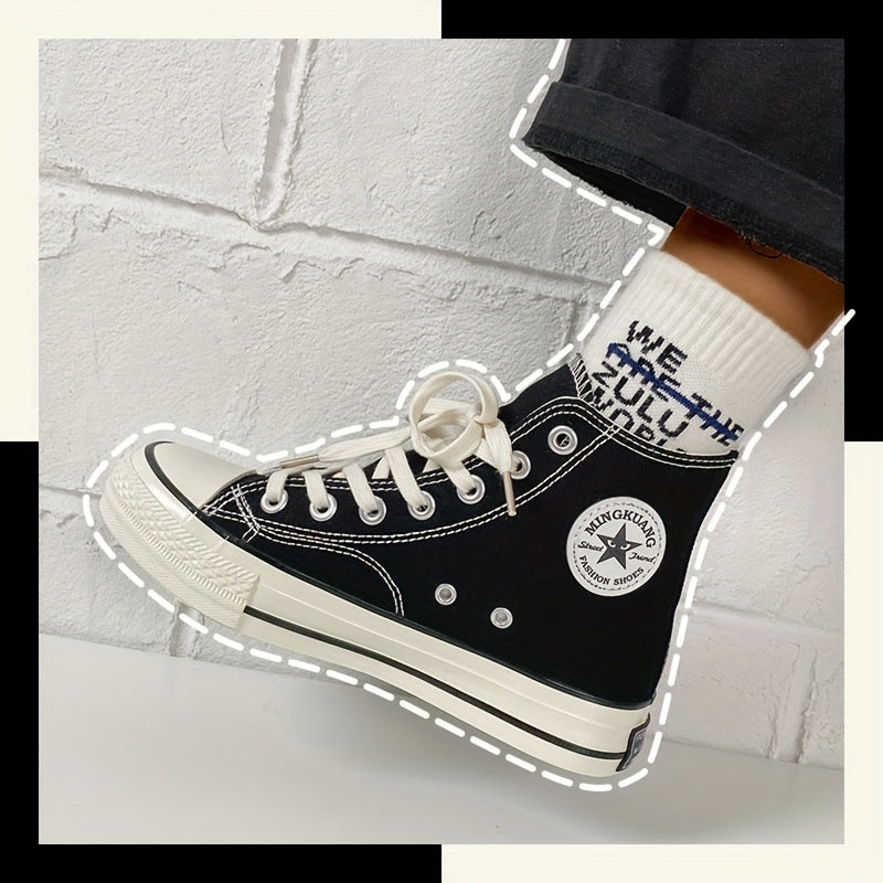 Women's High Top Canvas Sneakers Casual Lace Up Flat Skate Shoes