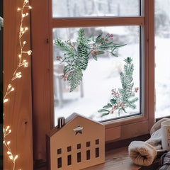 Christmas PVC Decorative Glass Film Pine Leaf Static Film