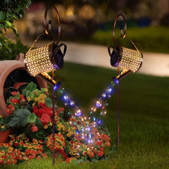 Solar Watering Can Lights String Hanging Solar Waterfall Lights Waterproof