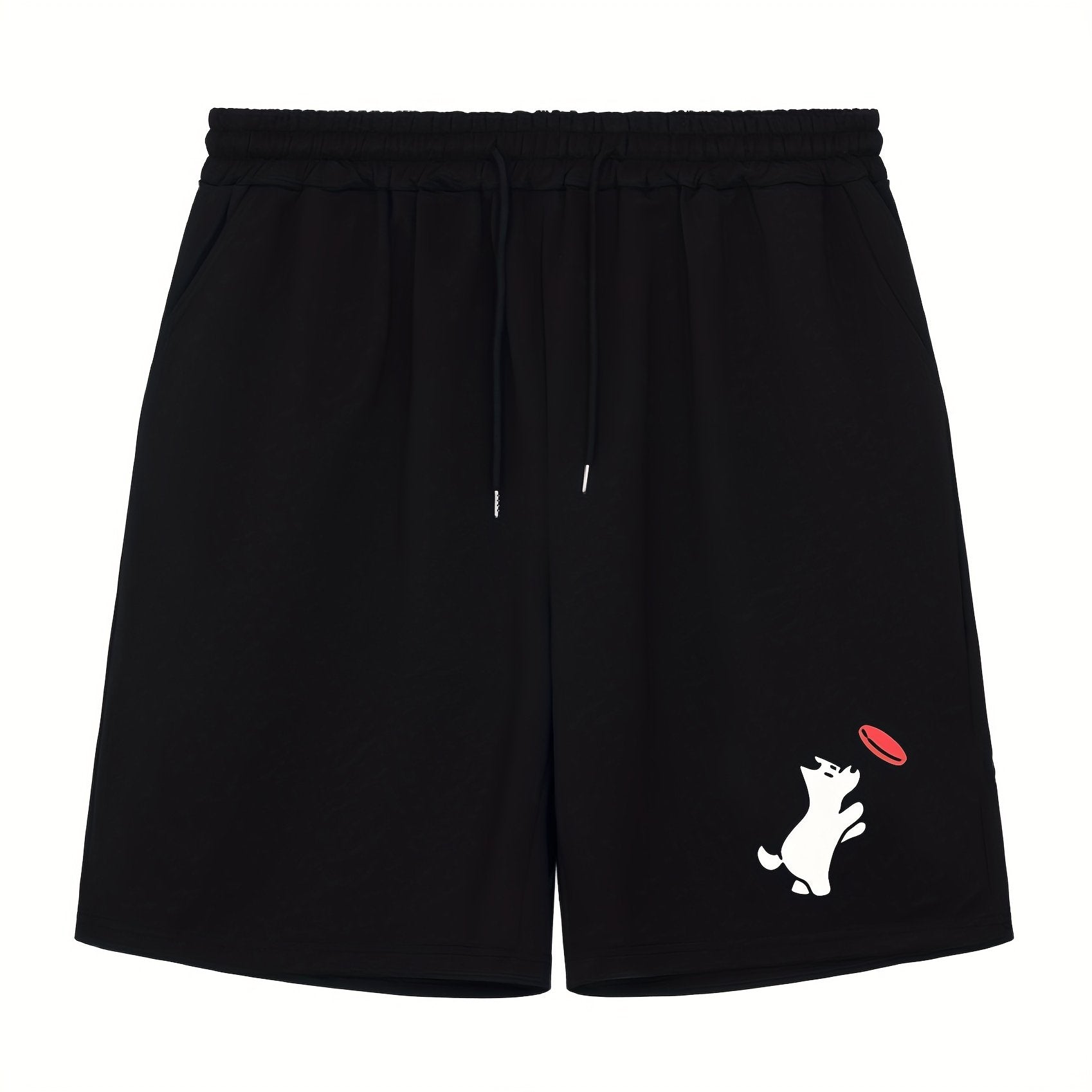 Men's Dog Print Workout Shorts Active Slightly Stretch Breathable Drawstring Spo