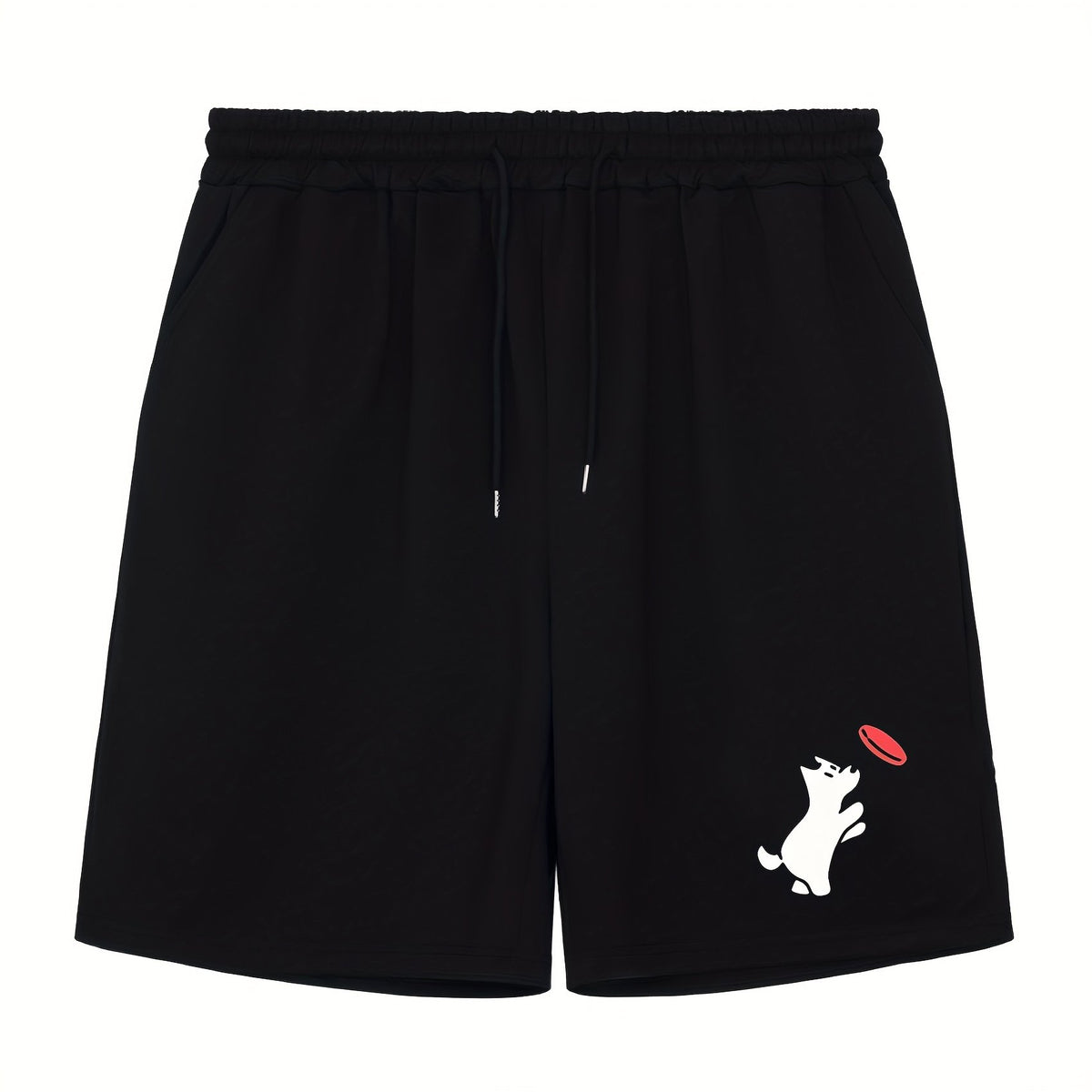 Men's Dog Print Workout Shorts Active Slightly Stretch Breathable Drawstring Spo