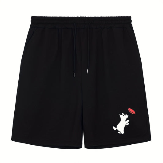 Men's Dog Print Workout Shorts Active Slightly Stretch Breathable Drawstring Spo