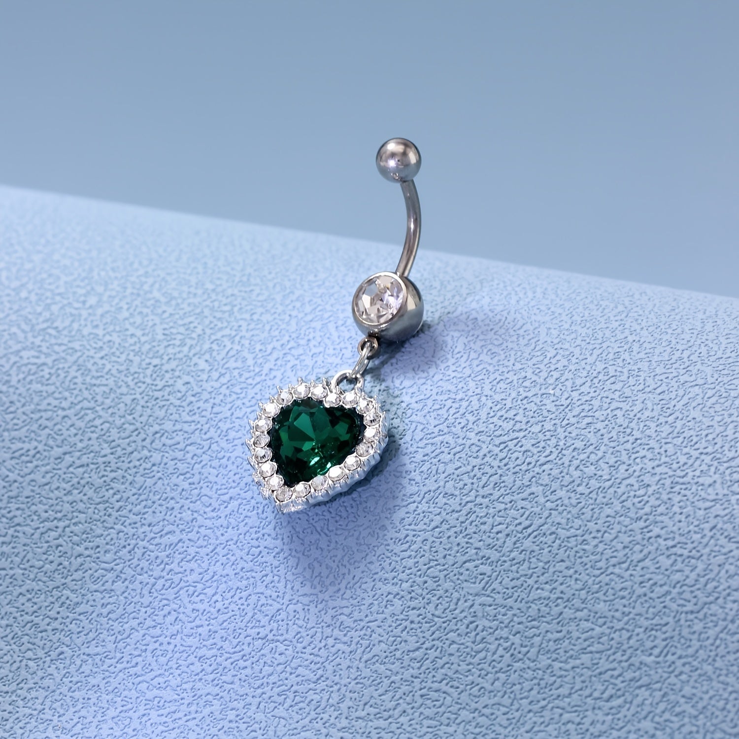 Heart Charm Belly Button Ring Stainless Steel Zircon Body Jewelry
