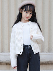 Girls Solid Button Front Knitwear Outerwear Winter Christmas Gift