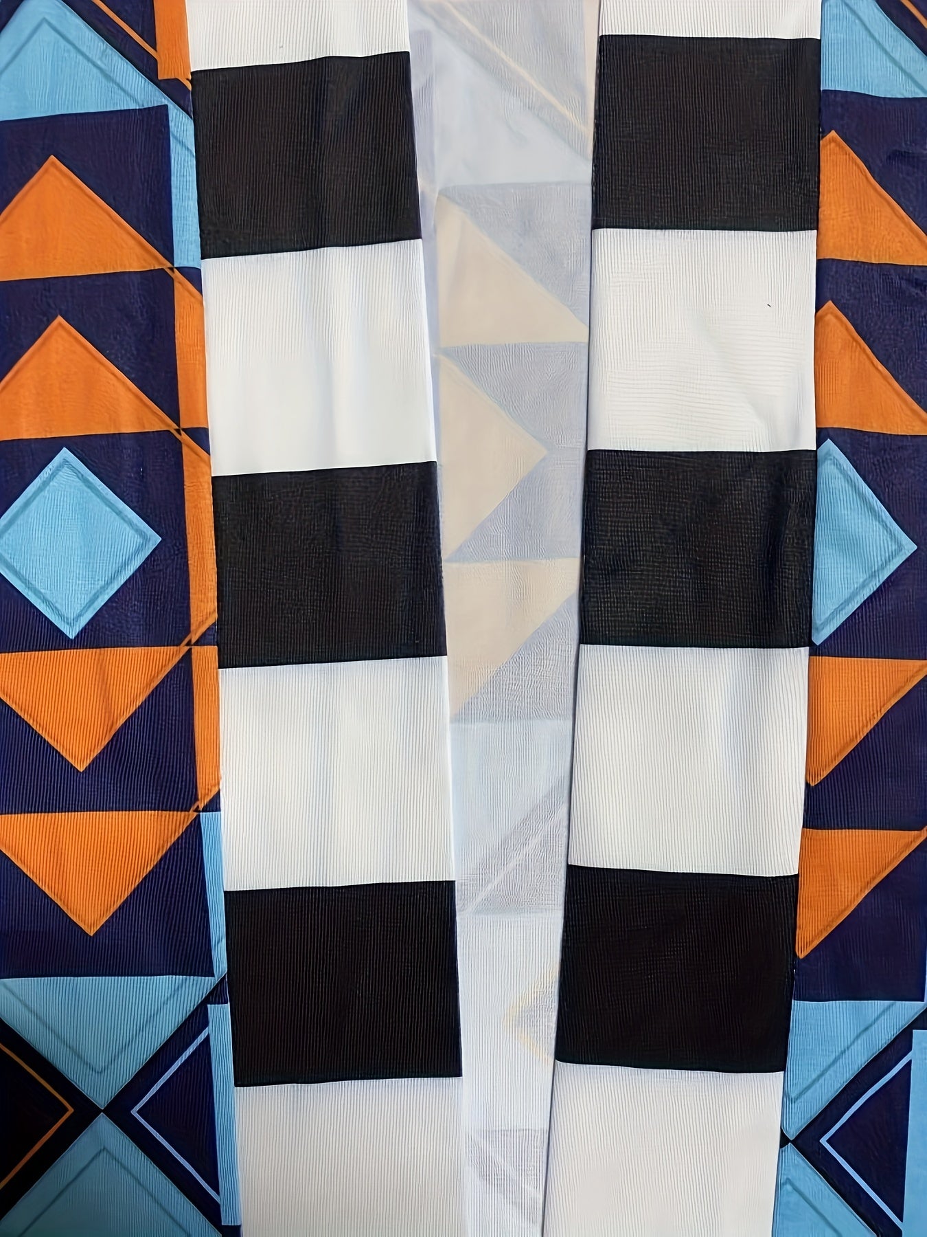  Geometric Print Three Quarter Sleeve Cardigan