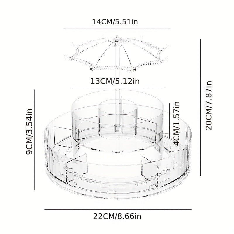 360 Degree Rotating Makeup Organizer Adjustable Cosmetic Display Case