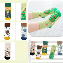 5 Pairs Kids Happy Animal Pattern Crew Socks