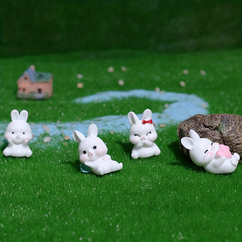 5pcs Mini Rabbit Resin Crafts Garden Potted Landscape Decoration