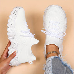 Women's Breathable Knit Sock Sneakers Casual Lace Up Sport Shoes