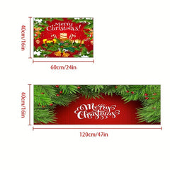 Red Christmas Pattern Floor Mat Soft Anti Fatigue Kitchen Mat