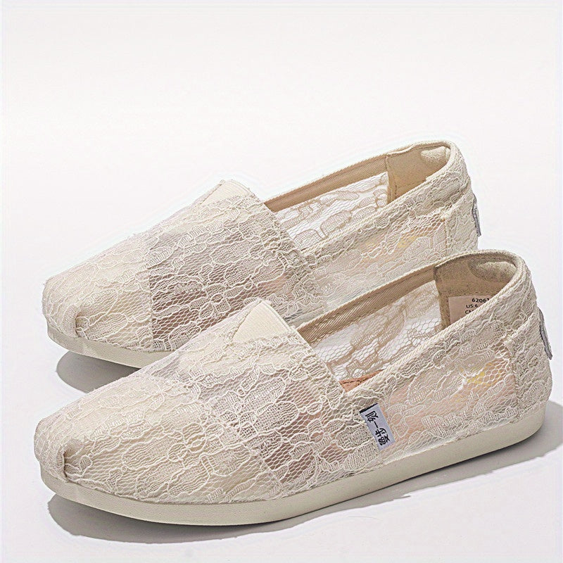 Women's Lace Flat Loafers Slip On Shoes Casual Walking Shoes