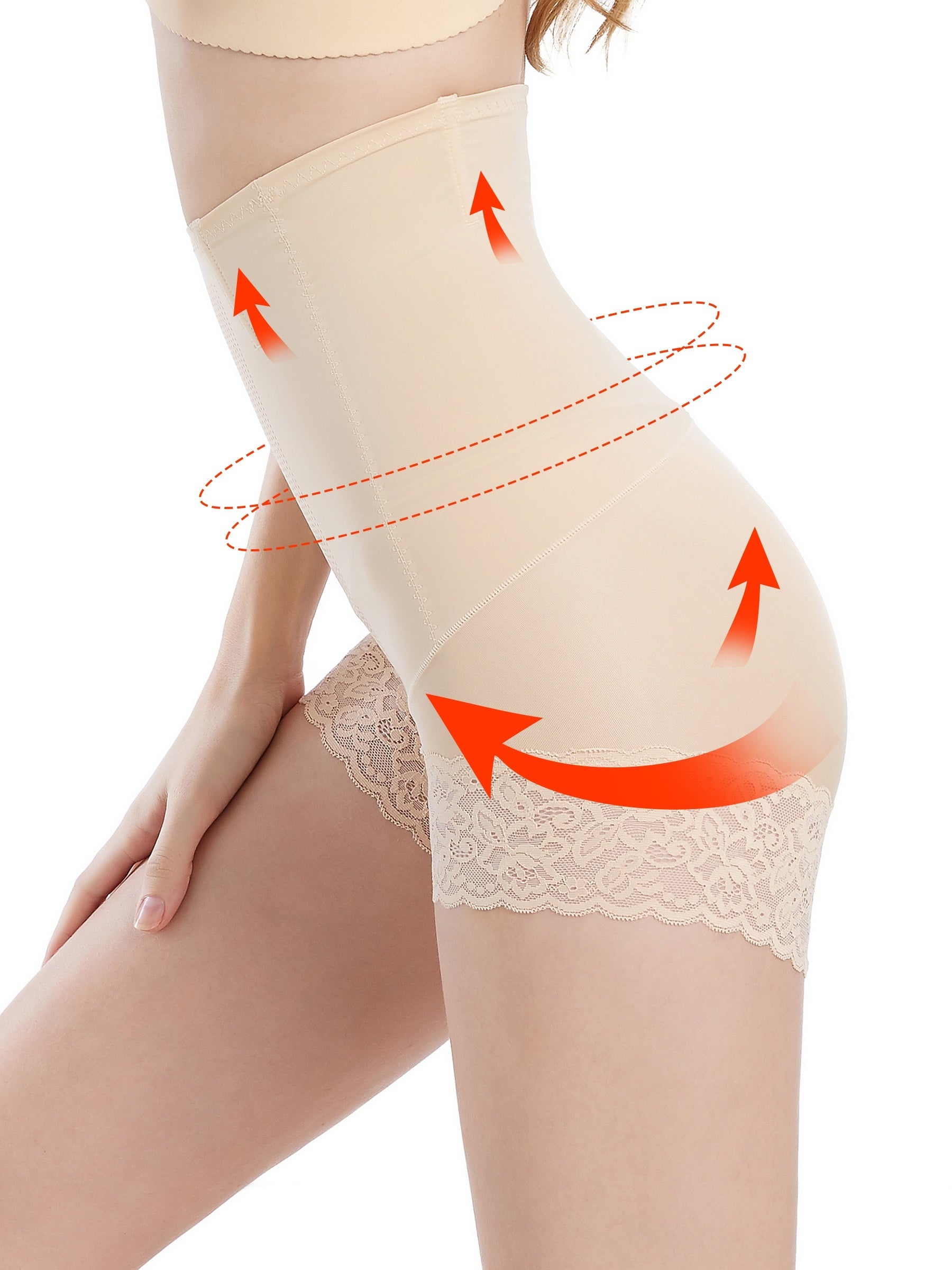 Lace Trim Shaping Panties High Waist Tummy Control Compression Panties