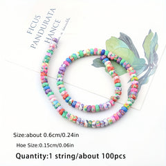 100pcs 3x6mm Colorful Flower Polymer Clay Beads DIY Jewelry Making