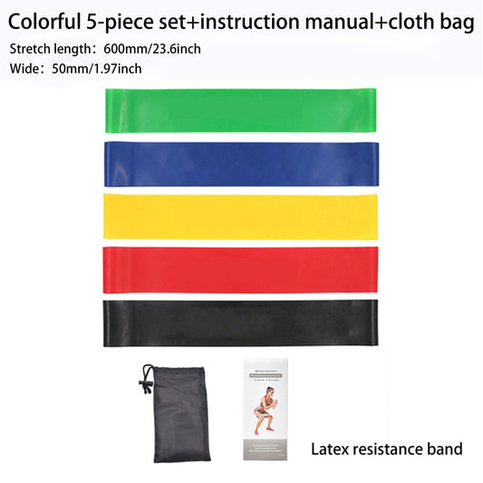5pcs Latex Elastic Resistance Band for Yoga Fitness Hip Lifting Training