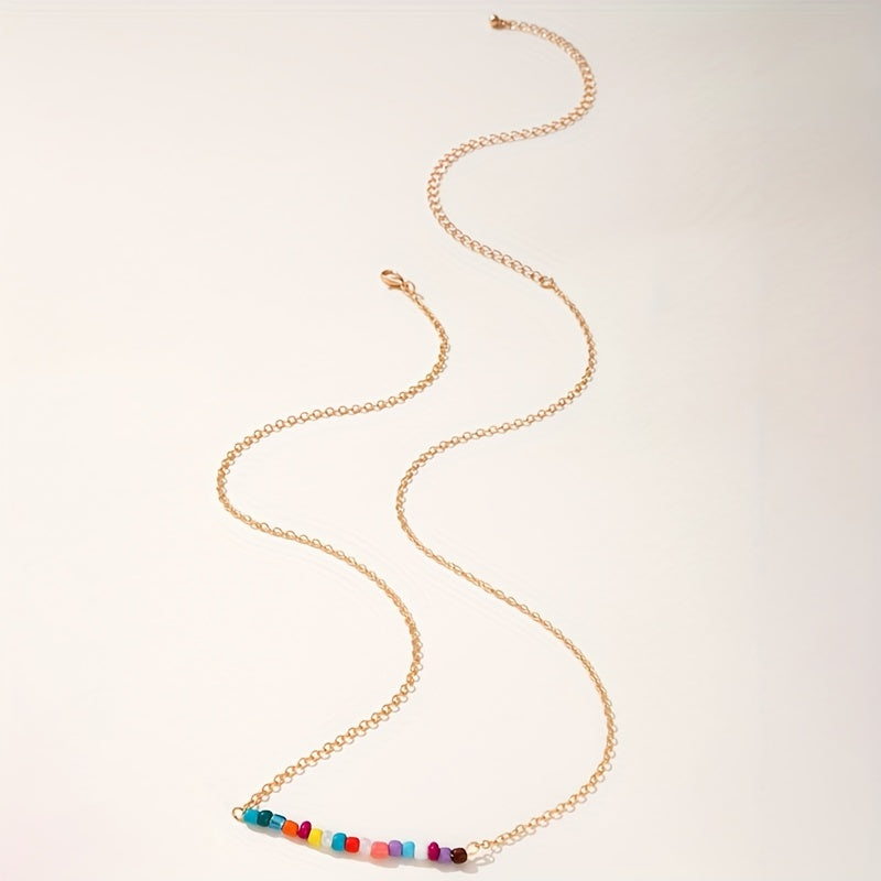 Colorful Beaded Golden Metal Belly Chain Waistband for Women