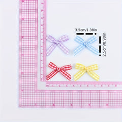 30pcs Colorful Plaid & Ribbon Bows Hair Clips DIY Decoration Crafts