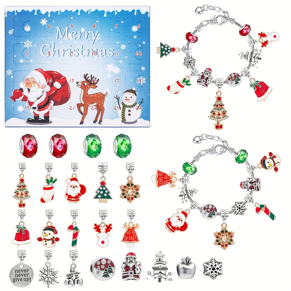 Xmas Bracelet Advent Calendar for Girls, DIY Jewelry Making Kit Gift