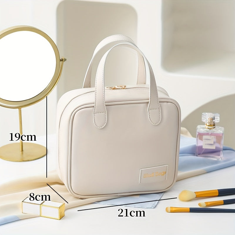 PU Travel Makeup Bag With Handle Small Cosmetic Bag Waterproof Organizer Case