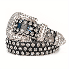 Rhinestone Jeans Belt Casual Decorative For Men
