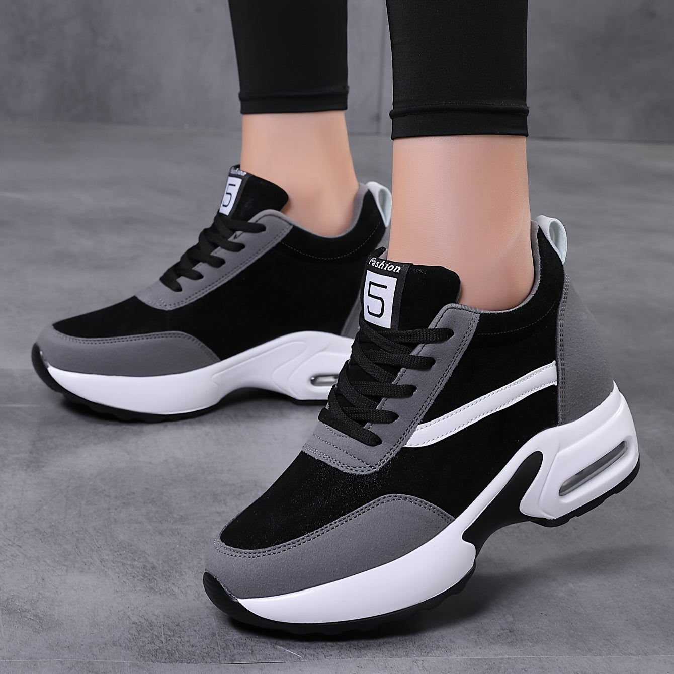 Chunky Lace-up Platform Sneakers with Hidden Heel