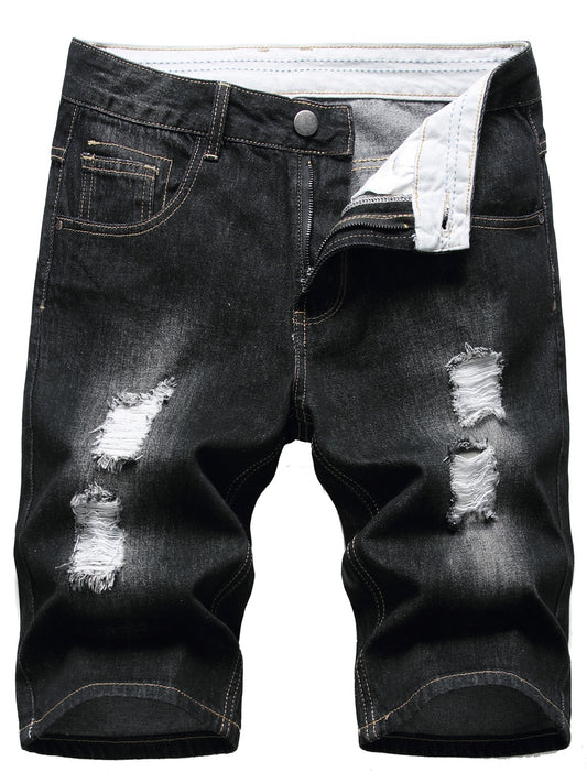Men's Ripped Denim Shorts Casual Street Style Distressed Shorts
