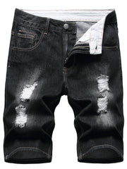 Men's Ripped Denim Shorts Casual Street Style Distressed Shorts