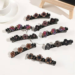 Crystal Stone Braided Hair Clips Satin Hair Bands Clover Rhinestone Hair Clip
