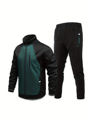 Men's Zip Up Jacket & Pants Set, Stylish 2pcs