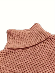  Solid Turtleneck Chunky Knit Sweater