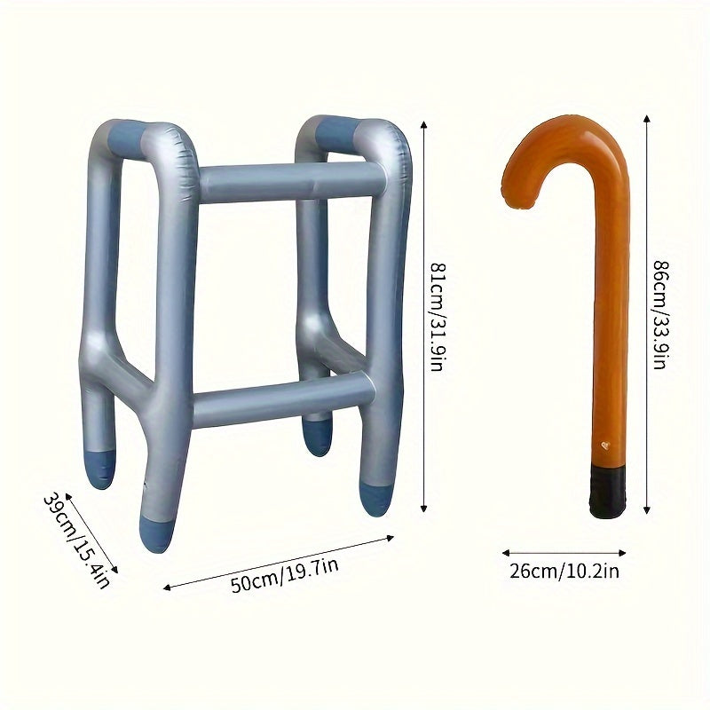 Inflatable Walking Aid Cane Costume Set for Halloween Pranks
