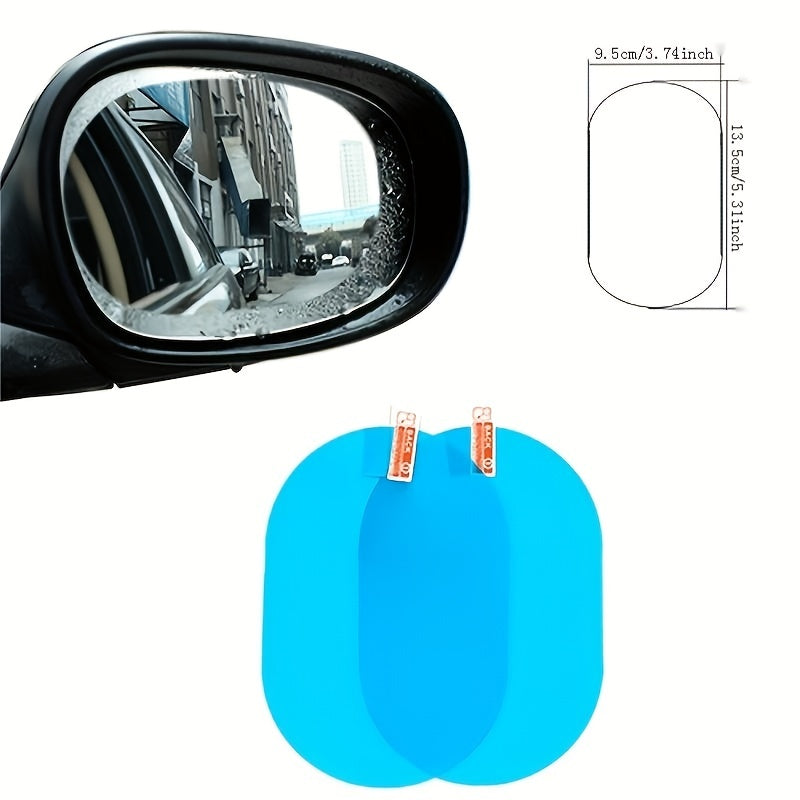 2pcs Car Rainproof Clear Film Rearview Mirror Anti Fog Waterproof Film