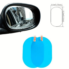 2pcs Car Rainproof Clear Film Rearview Mirror Anti Fog Waterproof Film