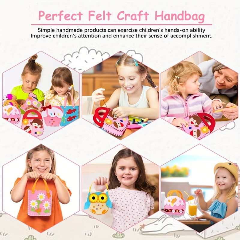 Kids Handbag Sewing Kit with Safety Needle & Felt Fabric