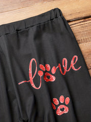 Women's Plus Paw & Letter Print Skinny Yogo Pants