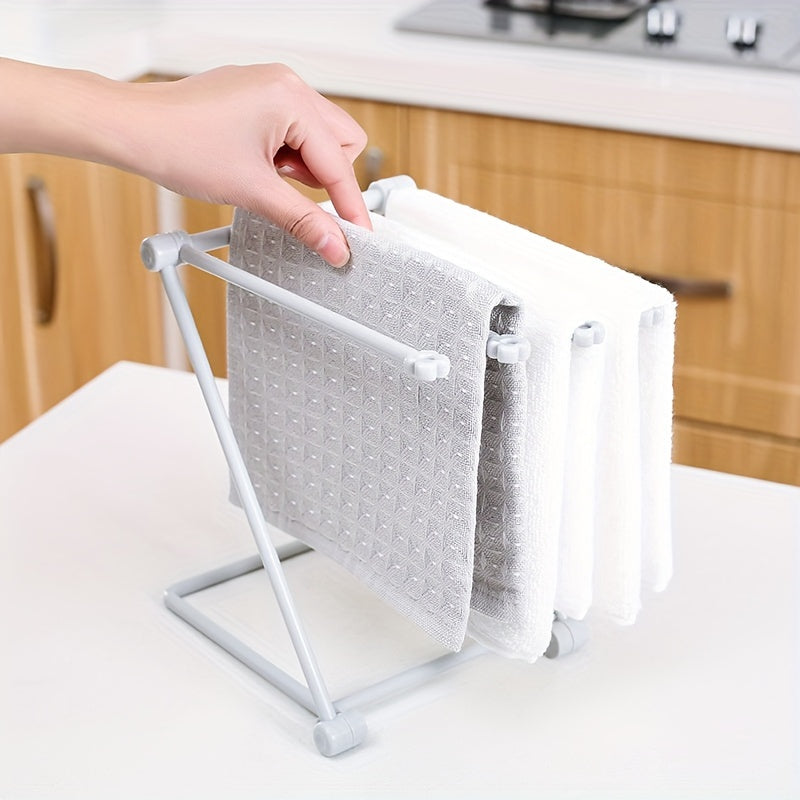Folding Rag Storage Rack Kitchen Countertop Dish Cloth Hanging Shelf