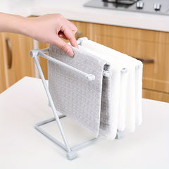 Folding Rag Storage Rack Kitchen Countertop Dish Cloth Hanging Shelf